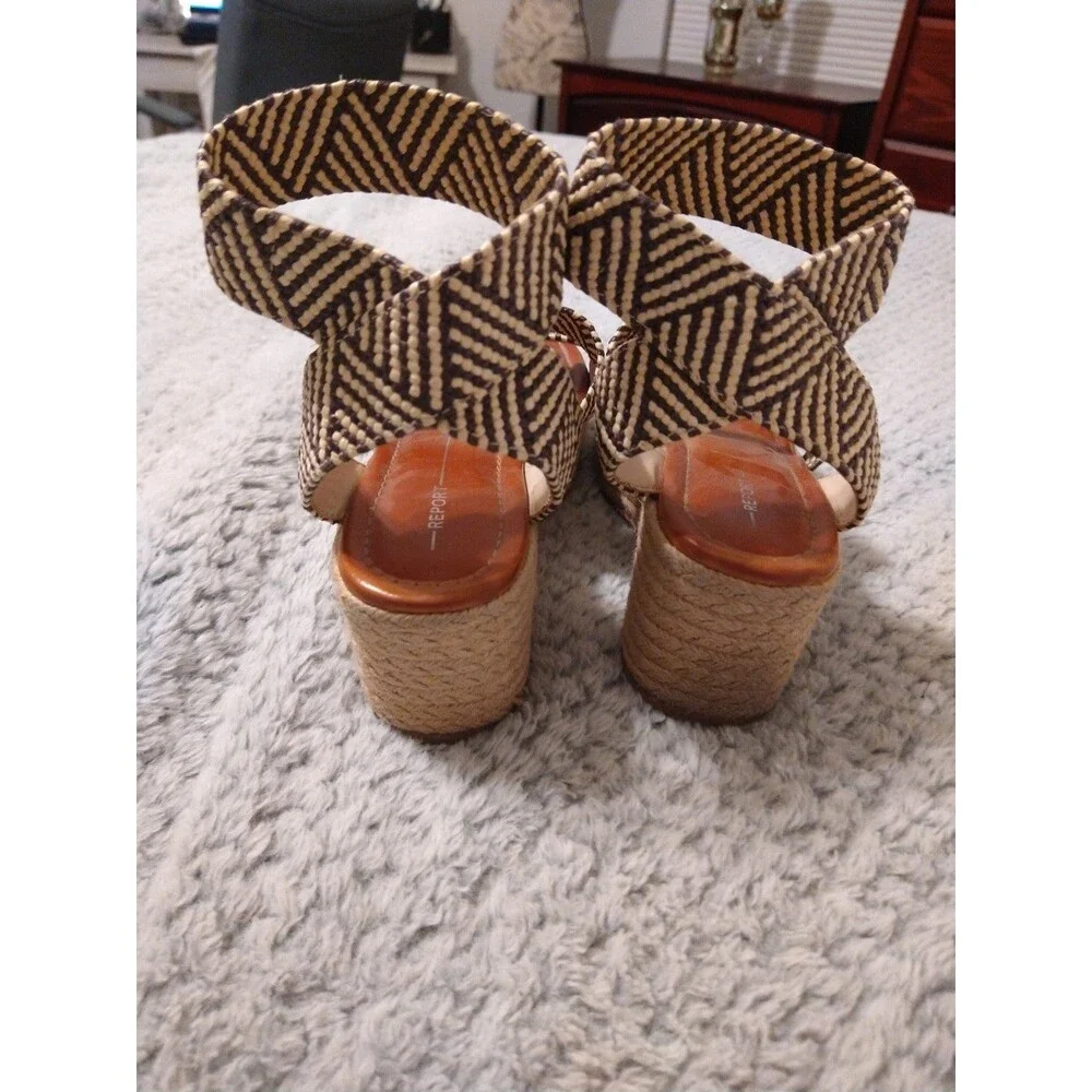Report criss cross espadrille Size 9 Cream & Black Boho - Picture 6 of 8